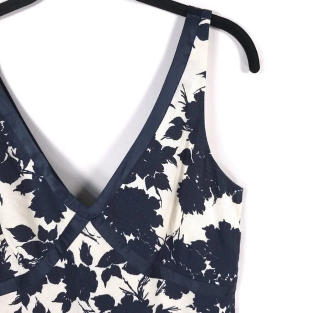 NWT J.CREW Women’s 100% LINEN SILK TRIM Sleeveless V-Neck Dress Floral Size 10‎
